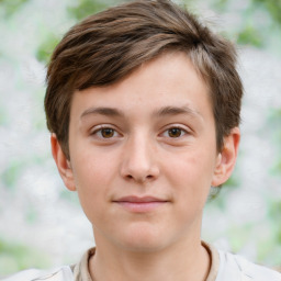 Neutral white child male with short  brown hair and brown eyes