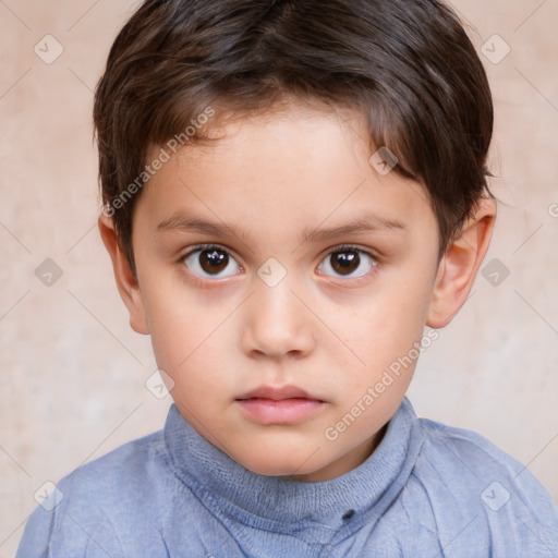 Neutral white child male with short  brown hair and brown eyes