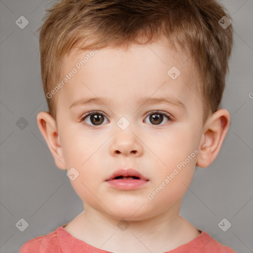 Neutral white child male with short  brown hair and brown eyes