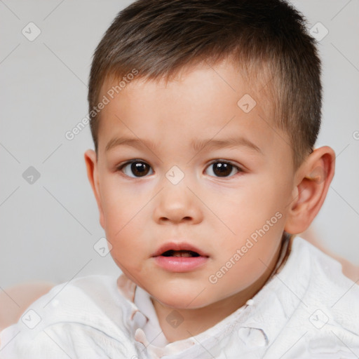 Neutral white child male with short  brown hair and brown eyes