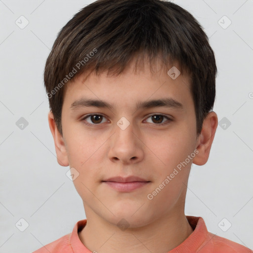 Neutral white child male with short  brown hair and brown eyes