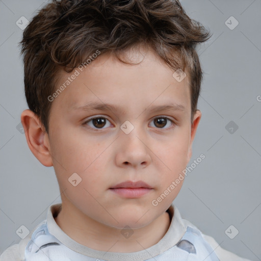 Neutral white child male with short  brown hair and brown eyes