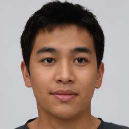 Neutral asian young-adult male with short  brown hair and brown eyes