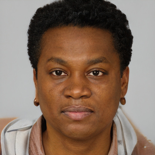 Neutral black young-adult male with short  brown hair and brown eyes