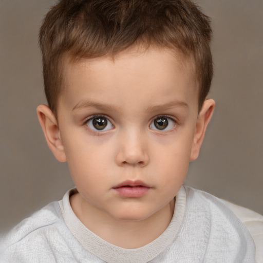 Neutral white child male with short  brown hair and brown eyes