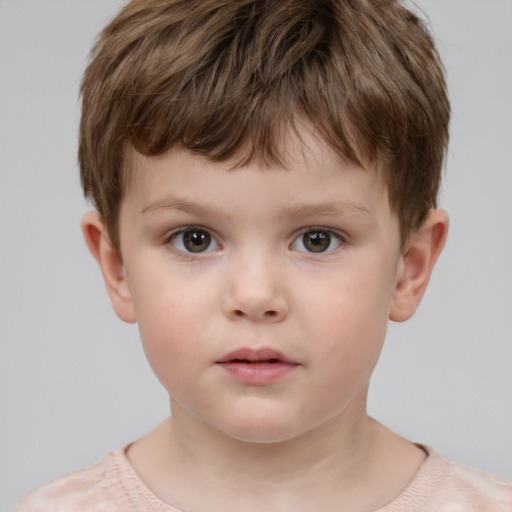 Neutral white child male with short  brown hair and brown eyes