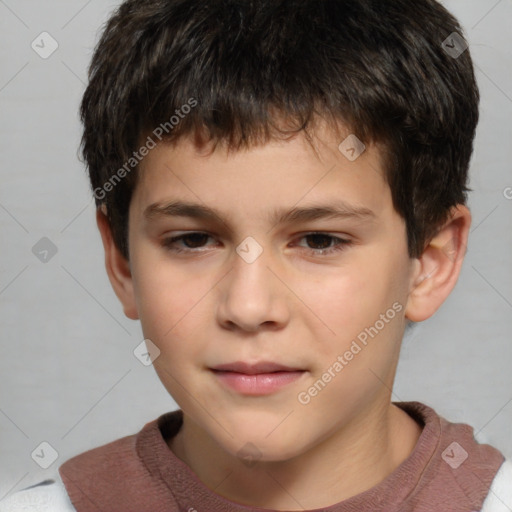 Neutral white child male with short  brown hair and brown eyes