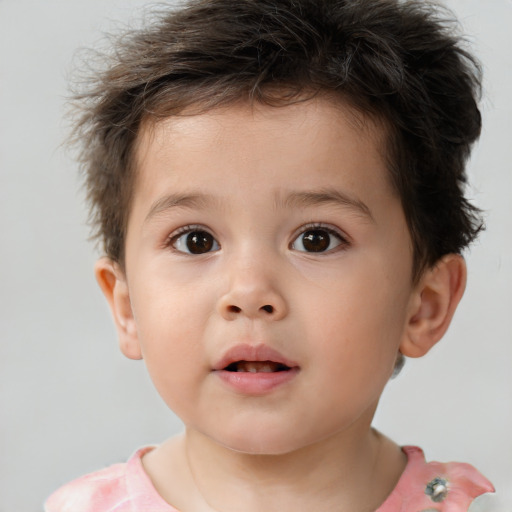 Neutral white child male with short  brown hair and brown eyes