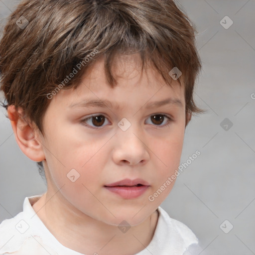 Neutral white child male with short  brown hair and brown eyes