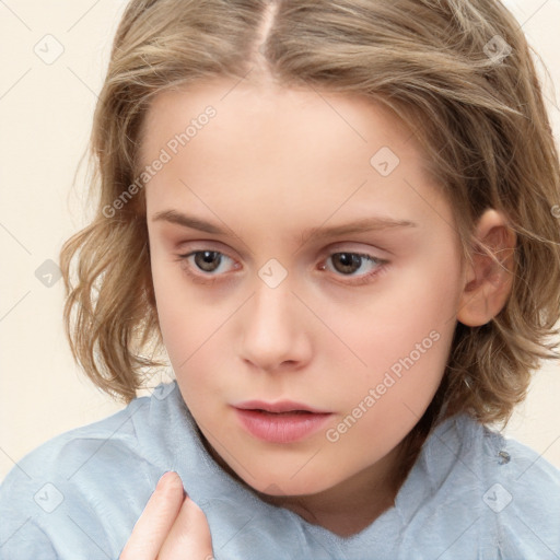 Neutral white child female with medium  brown hair and brown eyes