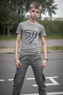 Ukrainian teenager boy with  gray hair