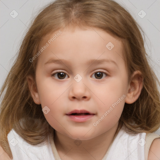 Neutral white child female with medium  brown hair and brown eyes