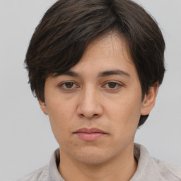 Neutral white adult male with short  brown hair and brown eyes