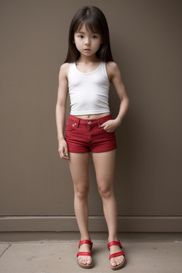 Korean child girl with  brown hair