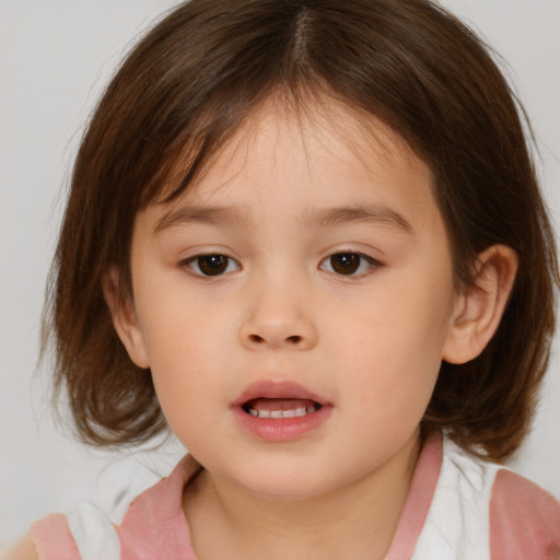 Neutral white child female with medium  brown hair and brown eyes