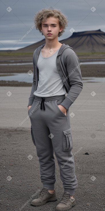 Icelandic teenager boy with  gray hair