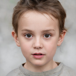 Neutral white child female with short  brown hair and brown eyes