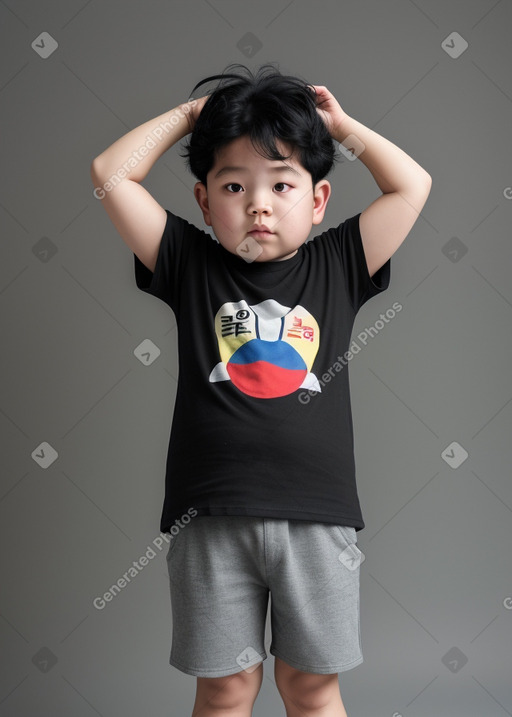 Korean child boy with  black hair