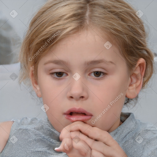 Neutral white child female with medium  brown hair and brown eyes