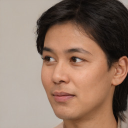 Neutral white young-adult male with short  black hair and brown eyes