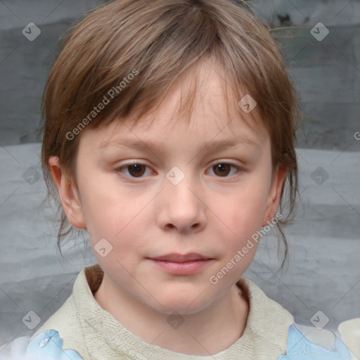 Neutral white child female with medium  brown hair and brown eyes