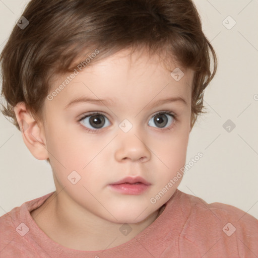 Neutral white child male with short  brown hair and brown eyes