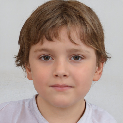 Neutral white child male with medium  brown hair and brown eyes