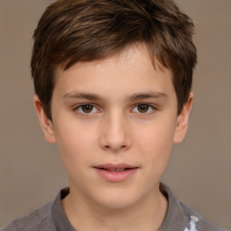 Neutral white child male with short  brown hair and brown eyes