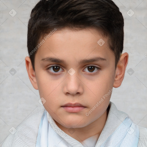 Neutral white child male with short  brown hair and brown eyes