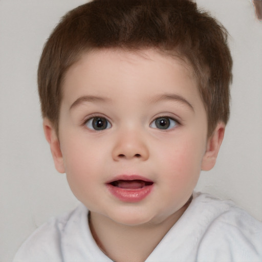 Neutral white child male with short  brown hair and brown eyes