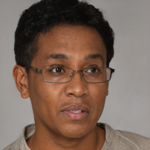 Neutral asian adult male with short  brown hair and brown eyes
