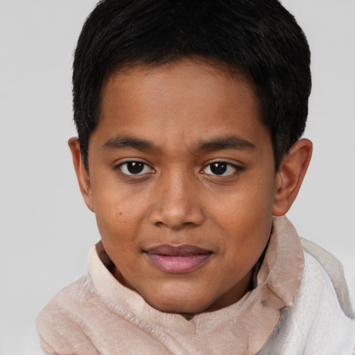 Joyful black young-adult male with short  brown hair and brown eyes