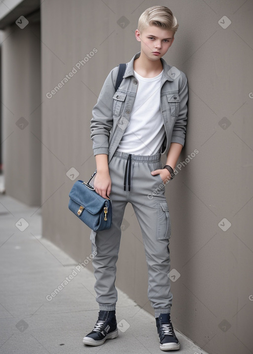 Latvian teenager boy with  gray hair