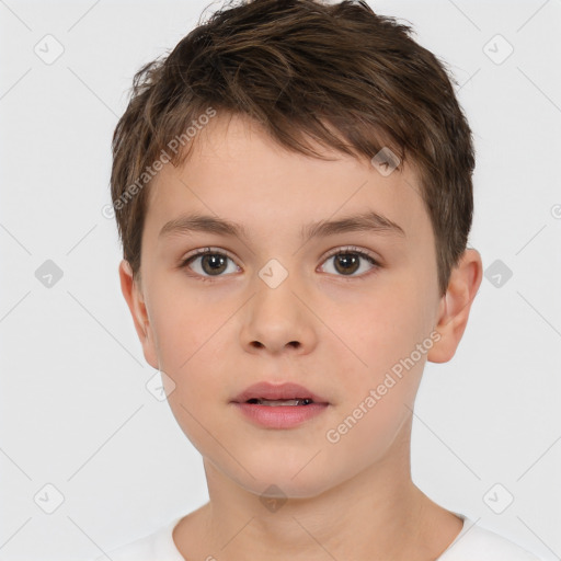 Neutral white child male with short  brown hair and brown eyes