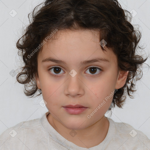 Neutral white child female with medium  brown hair and brown eyes