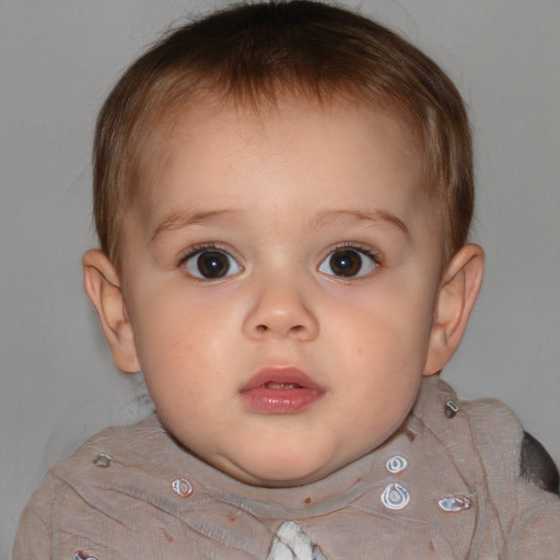 Neutral white child male with short  brown hair and brown eyes