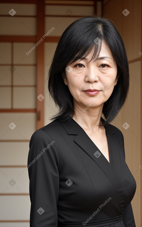 Japanese middle-aged female with  black hair