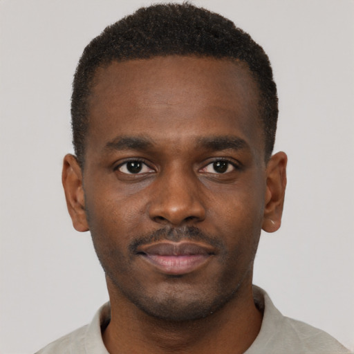 Neutral black young-adult male with short  brown hair and brown eyes
