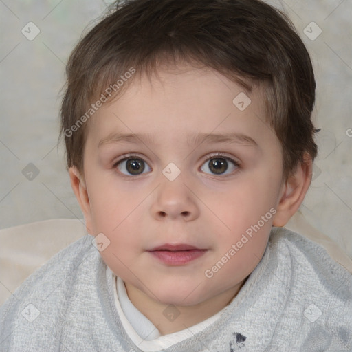 Neutral white child male with short  brown hair and brown eyes