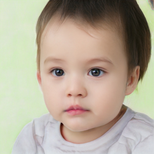 Neutral white child female with short  brown hair and brown eyes