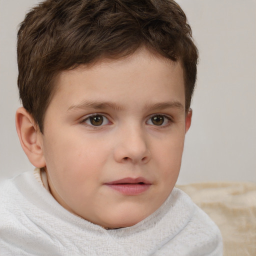 Neutral white child male with short  brown hair and brown eyes