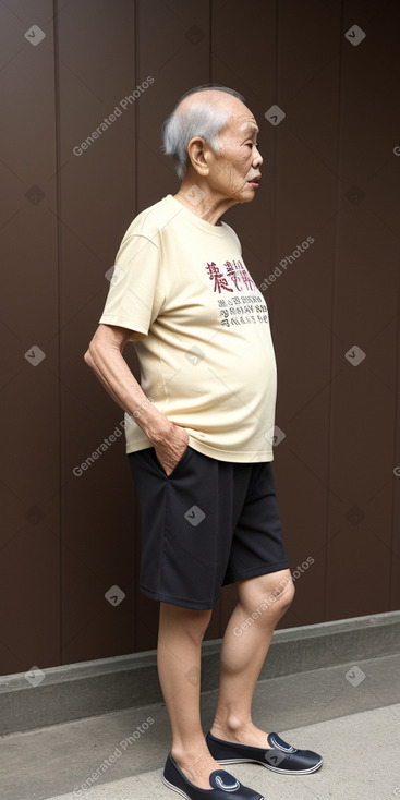 Taiwanese elderly male with  brown hair