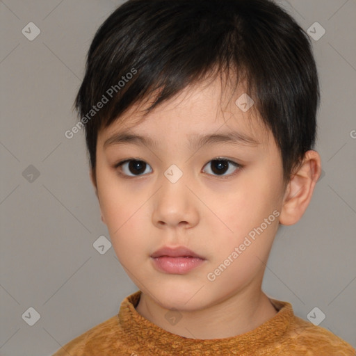 Neutral white child male with short  brown hair and brown eyes