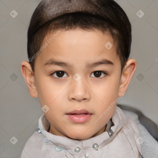 Neutral white child male with short  brown hair and brown eyes