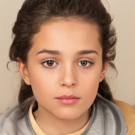 Neutral white child female with medium  brown hair and brown eyes