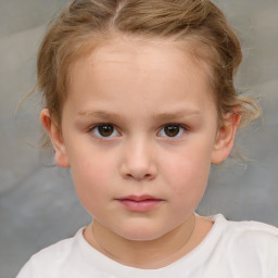 Neutral white child female with short  brown hair and brown eyes