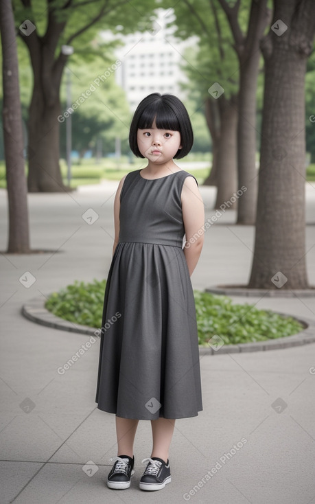 South korean child girl with  gray hair