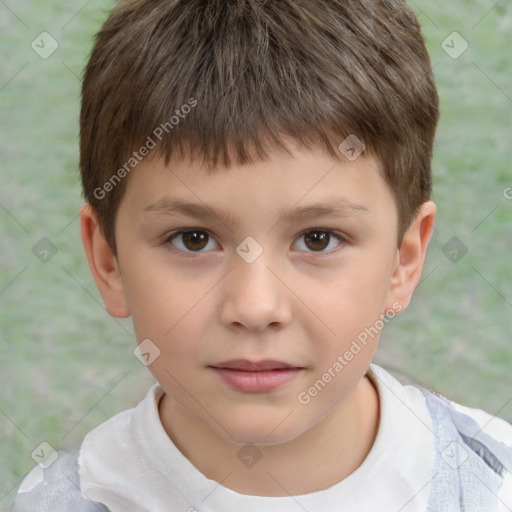 Neutral white child male with short  brown hair and brown eyes