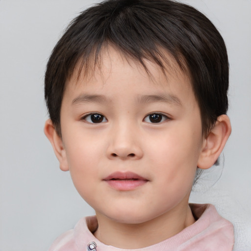 Neutral white child male with short  brown hair and brown eyes