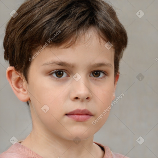 Neutral white child male with short  brown hair and brown eyes